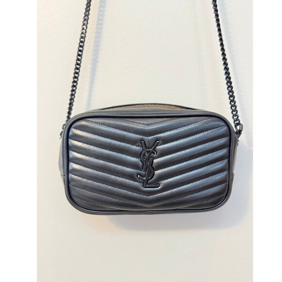 Saint Laurent Black Lou Mini Leather Shoulder Bag - Picture 6 of 11